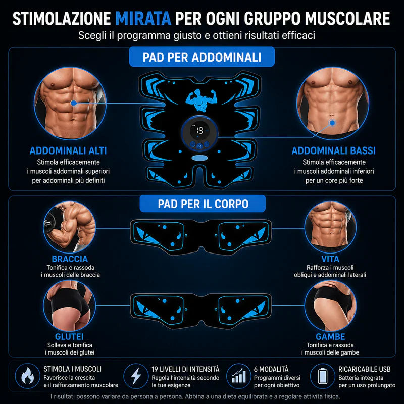 Stimolatore EMS Addominale 3in1